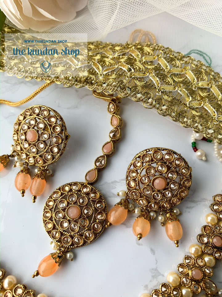 Meet in the Middle - Peach, Necklace Sets - THE KUNDAN SHOP