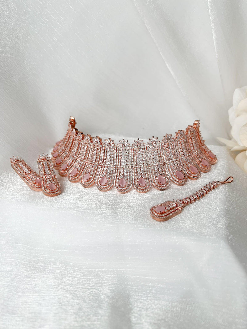 Flaunt in Rose Gold & Pink Necklace Sets THE KUNDAN SHOP 