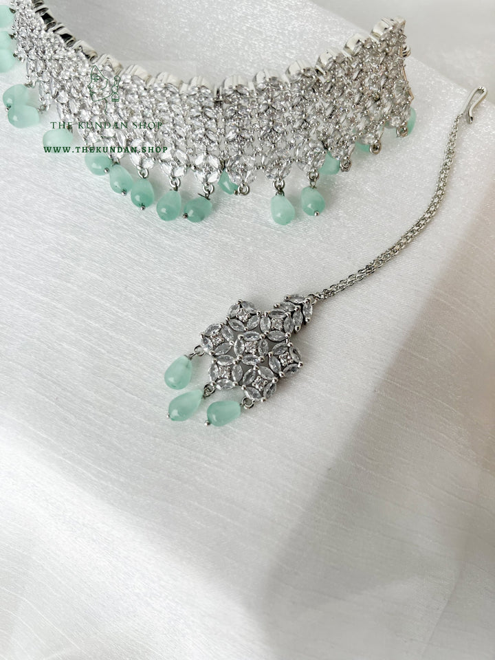 Dearly in Silver & Mint Necklace Sets THE KUNDAN SHOP 