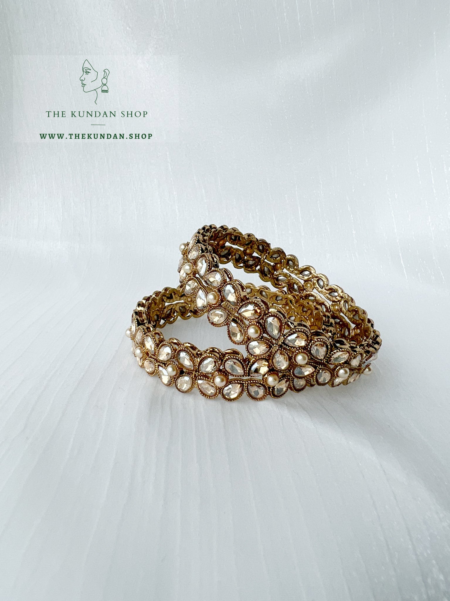 Four Petal Polki Bangle Bangles THE KUNDAN SHOP 