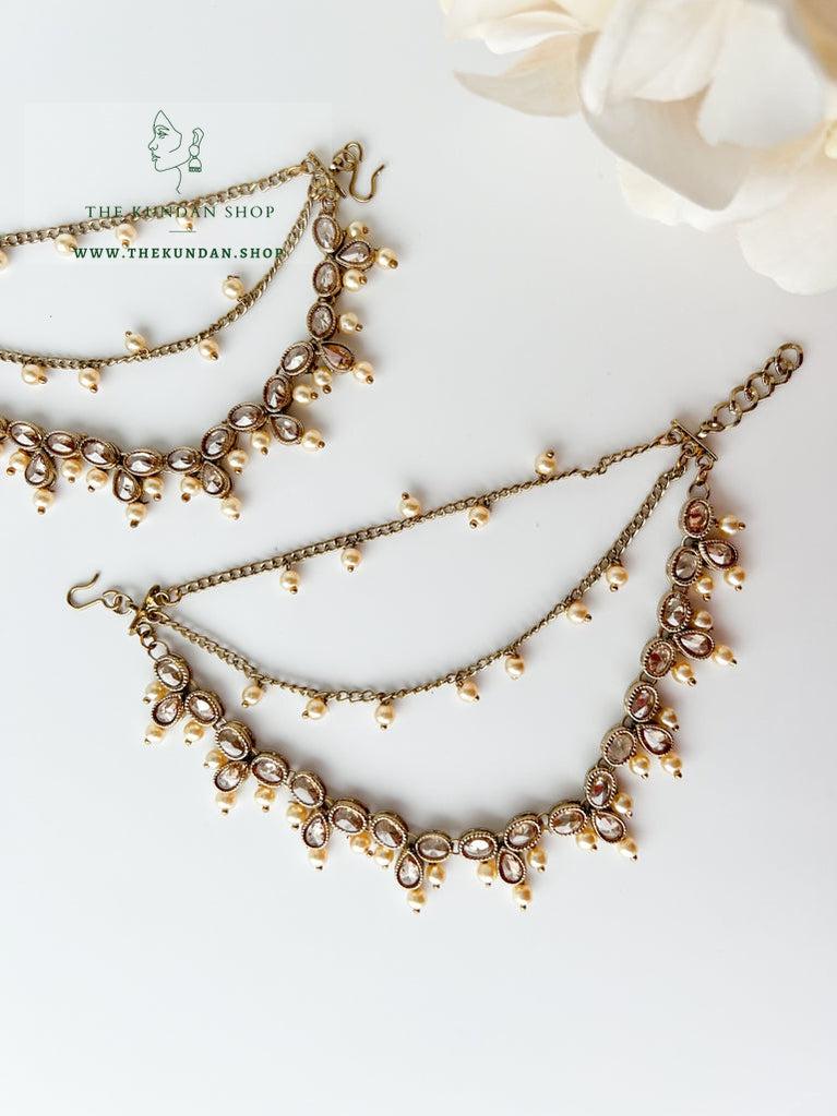 Floral Polki Saharay in Champagne Sahara Earrings THE KUNDAN SHOP 