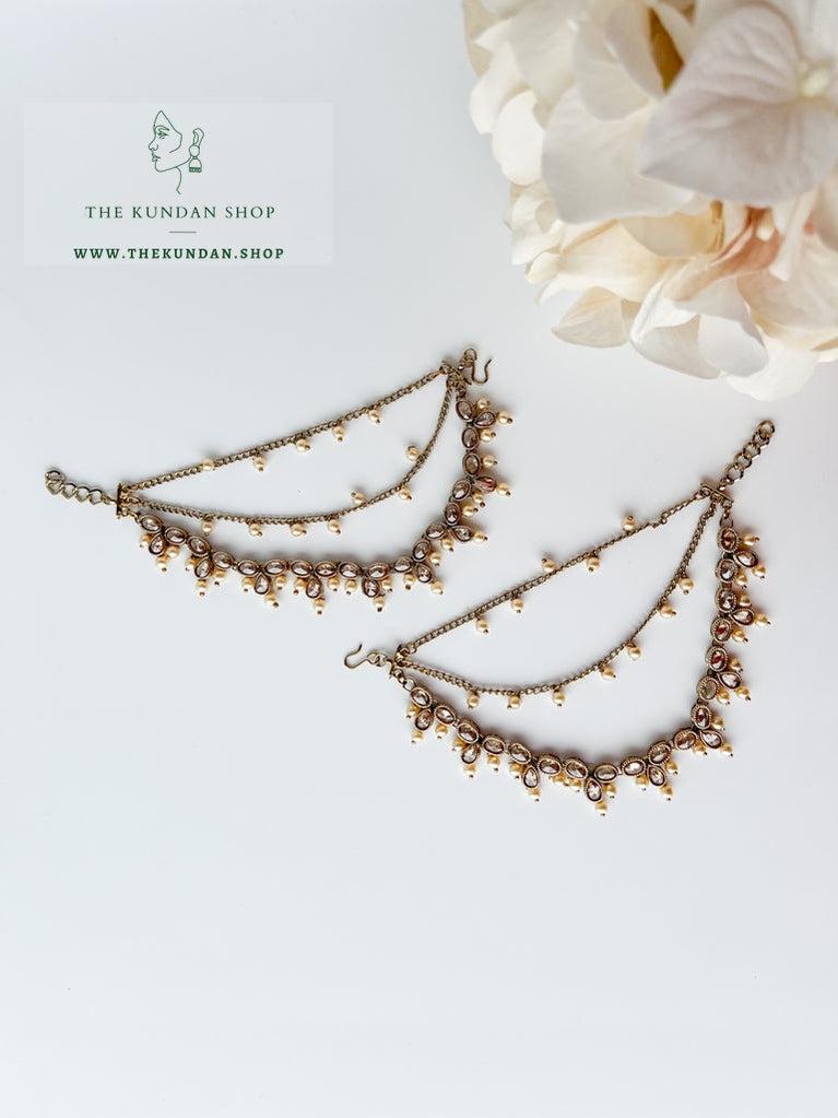 Floral Polki Saharay in Champagne Sahara Earrings THE KUNDAN SHOP 