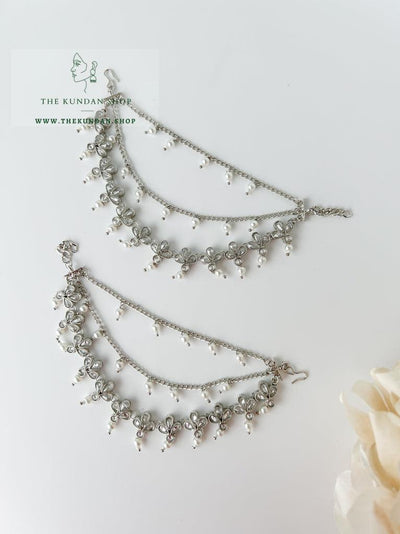 Floral Polki Saharay in Silver Sahara Earrings THE KUNDAN SHOP 