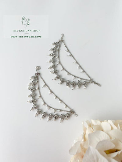 Floral Polki Saharay in Silver Sahara Earrings THE KUNDAN SHOP 