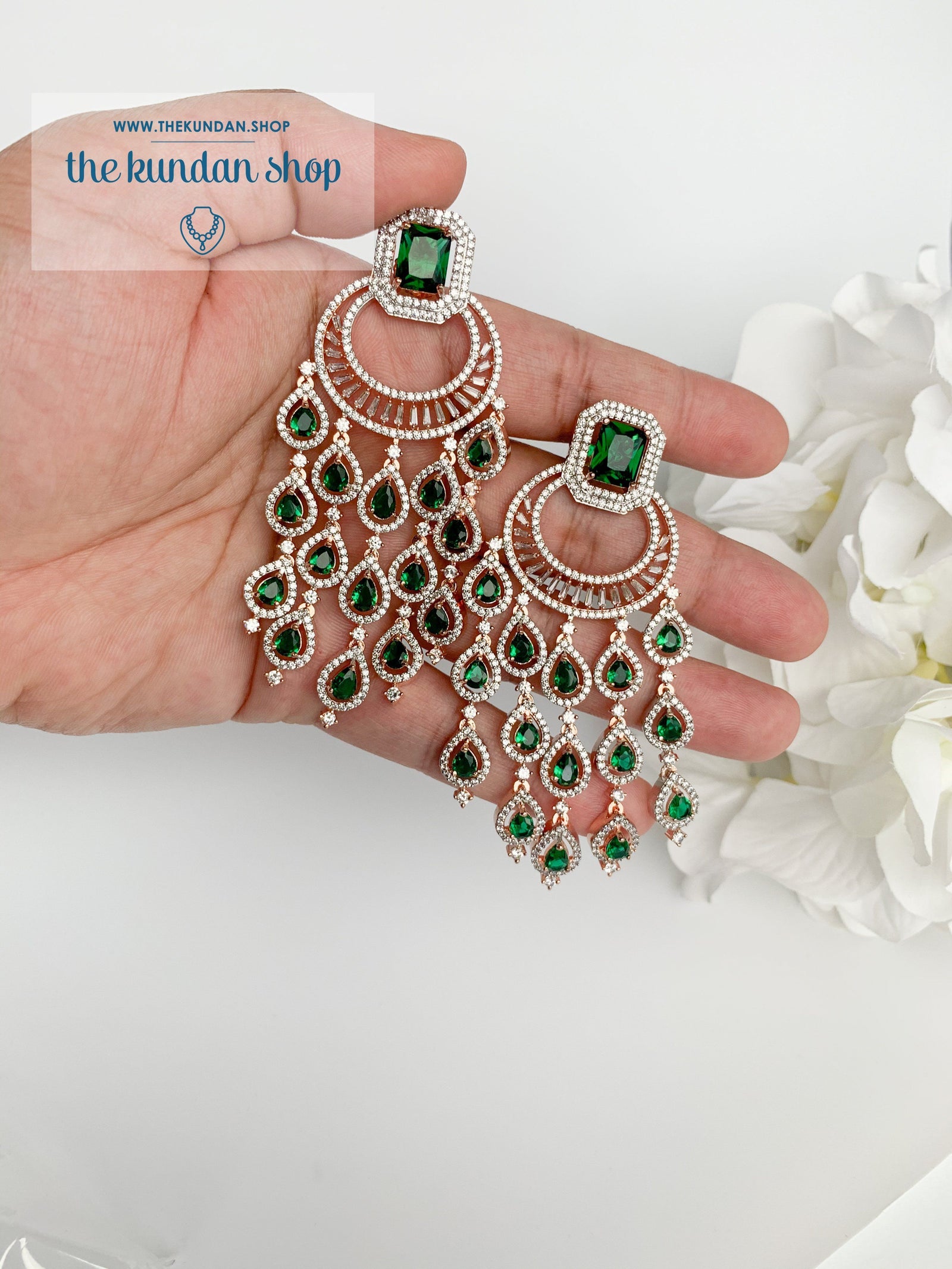 Rose Gold Chandbaalis Earrings THE KUNDAN SHOP 