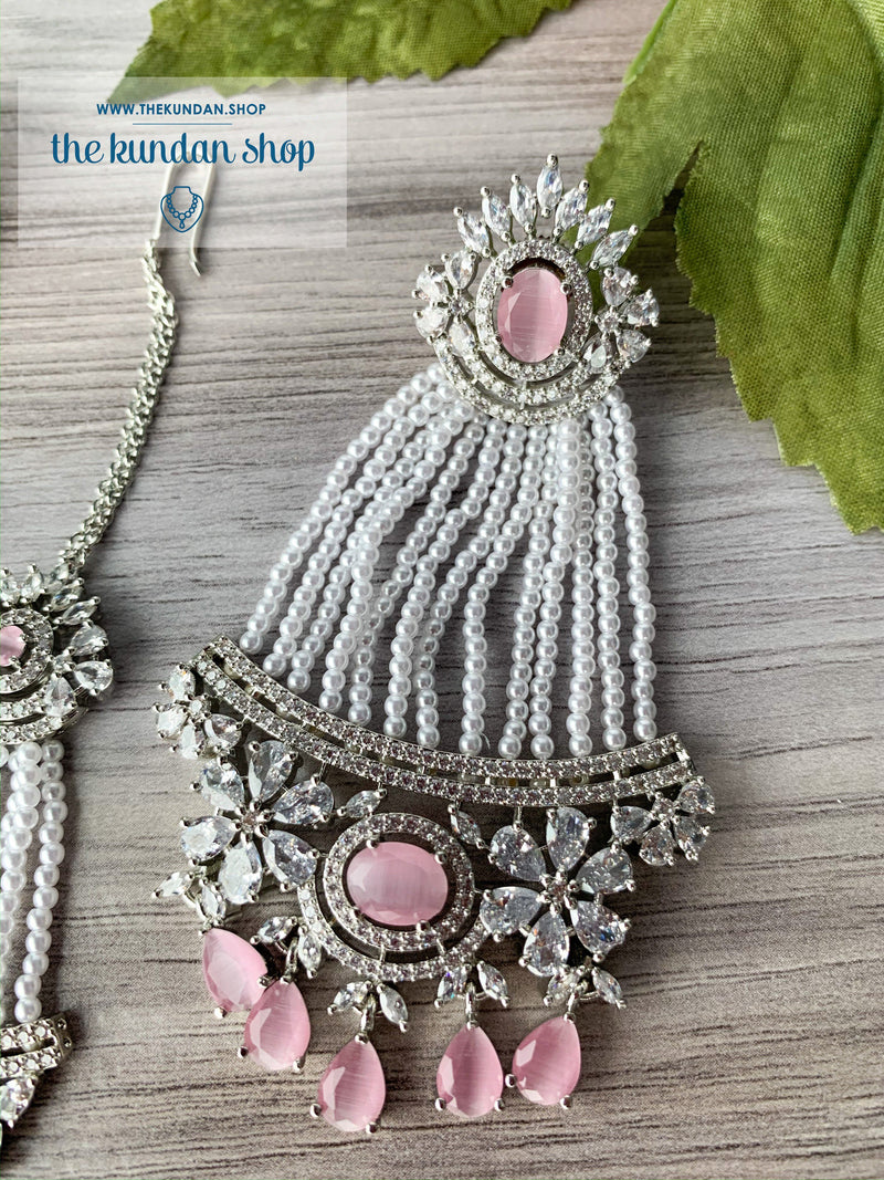 No Strings Attached - Pink, Earrings + Tikka - THE KUNDAN SHOP