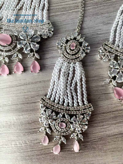 No Strings Attached - Pink, Earrings + Tikka - THE KUNDAN SHOP