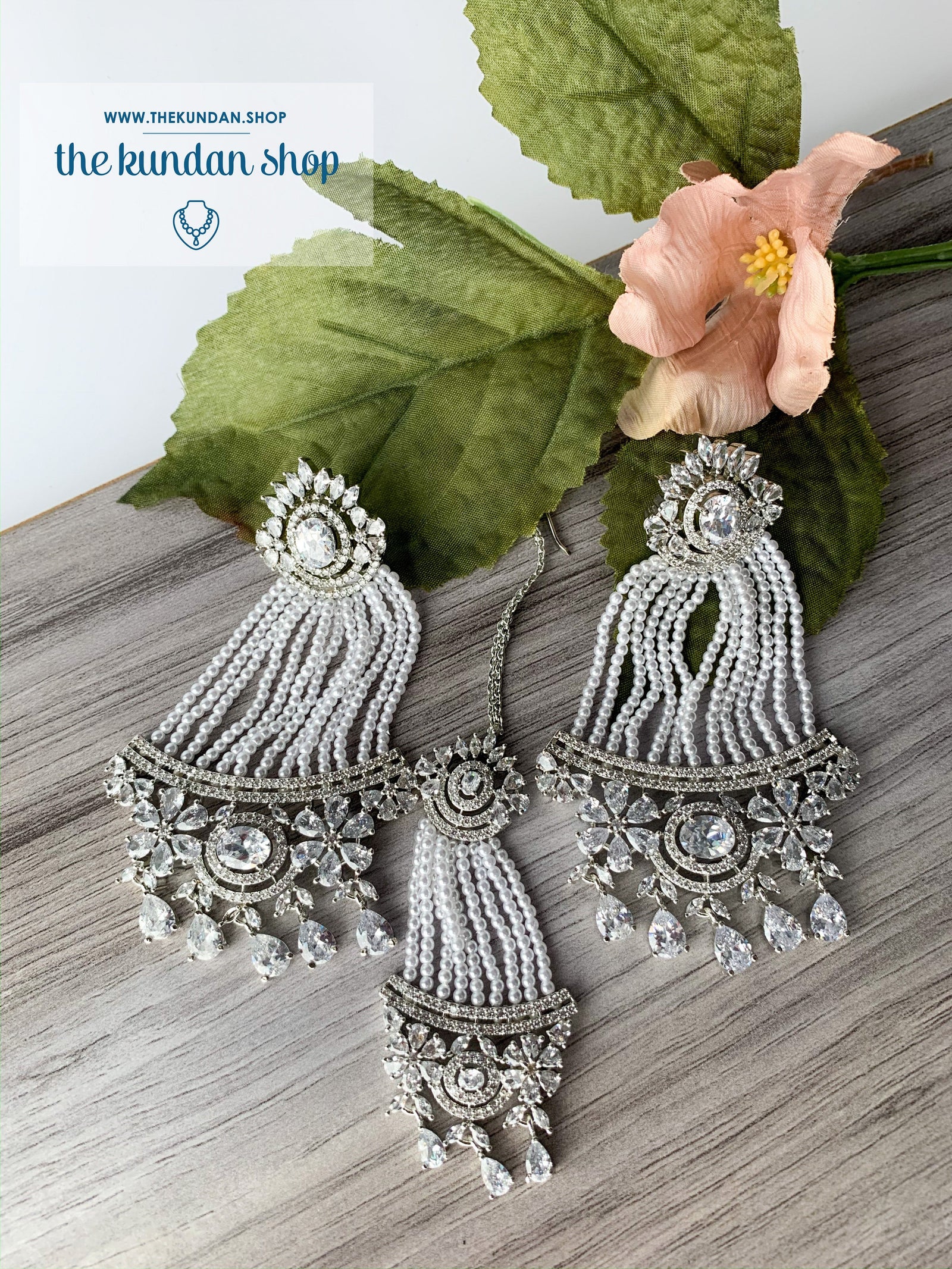 No Strings Attached - Silver, Earrings + Tikka - THE KUNDAN SHOP