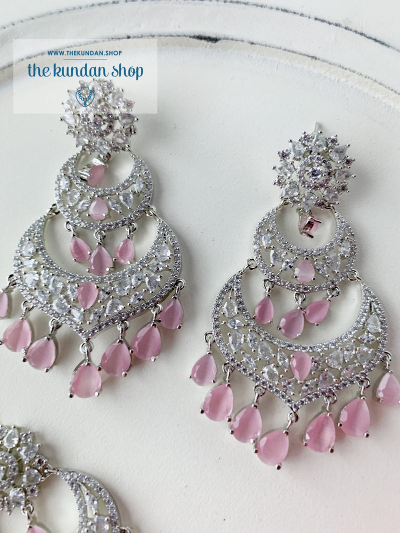 A Princess in Pink Earrings + Tikka THE KUNDAN SHOP 