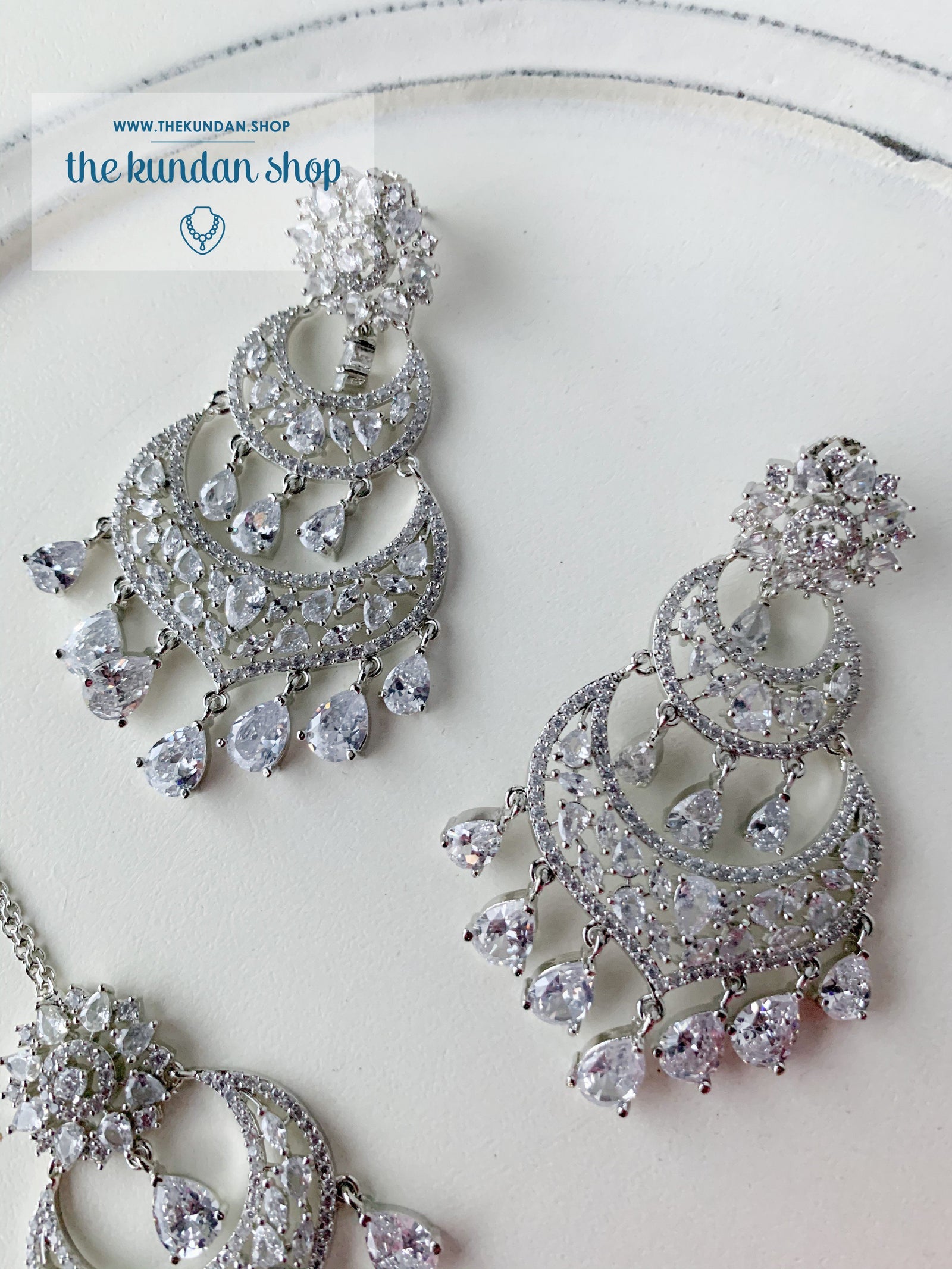 A Princess in Silver Earrings + Tikka THE KUNDAN SHOP 