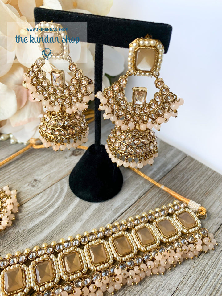 Allured in Light Peach, Necklace Sets - THE KUNDAN SHOP
