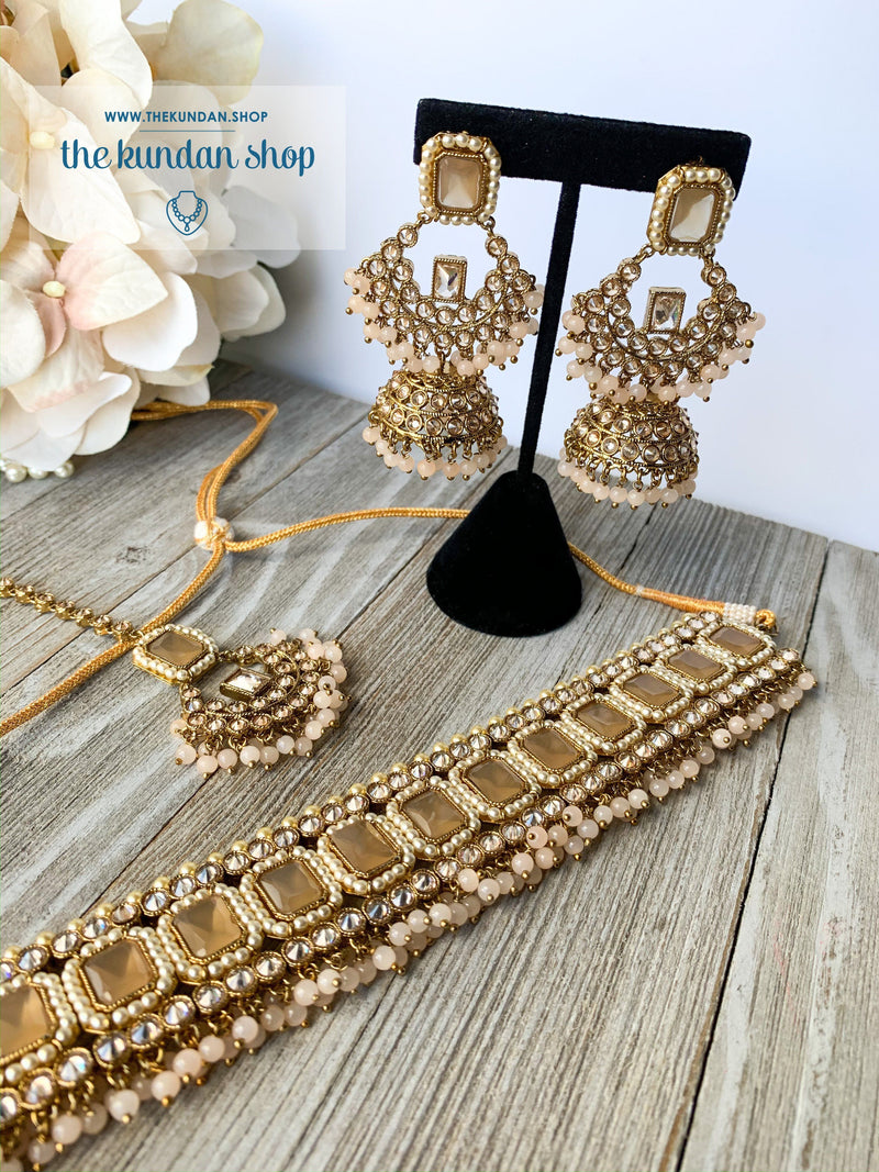 Allured in Light Peach, Necklace Sets - THE KUNDAN SHOP