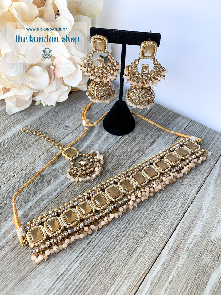 Allured in Light Peach, Necklace Sets - THE KUNDAN SHOP