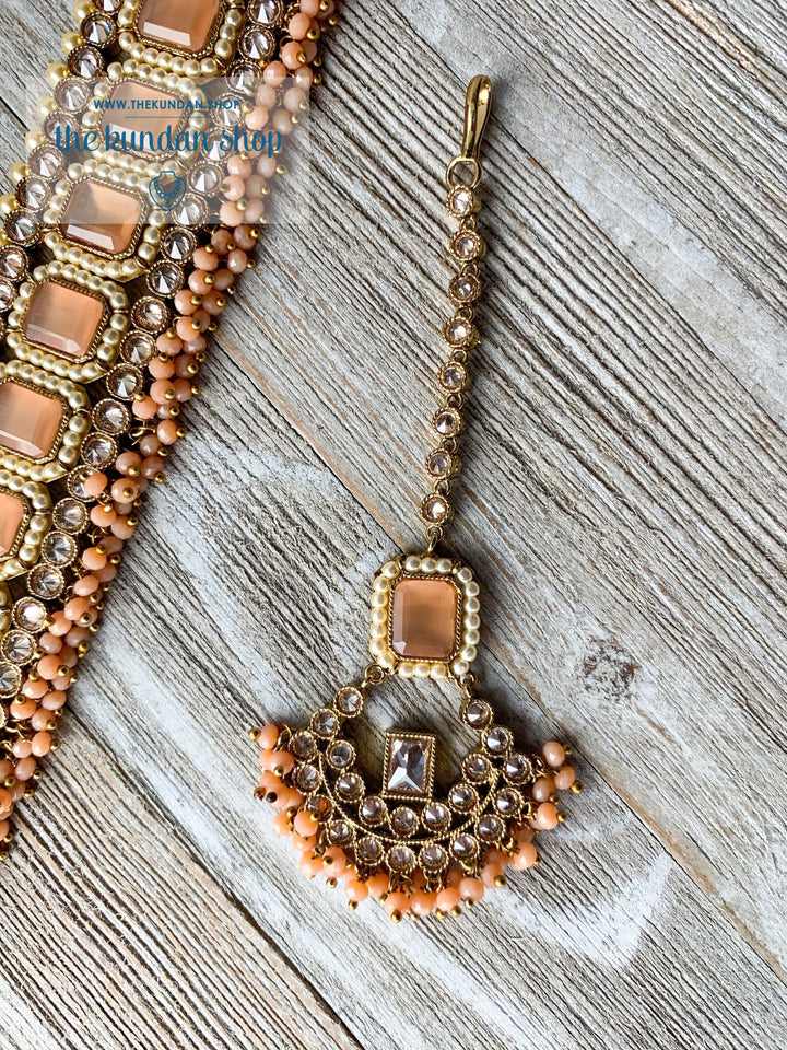 Allured in Peach, Necklace Sets - THE KUNDAN SHOP