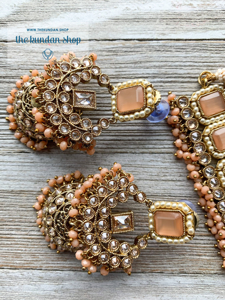 Allured in Peach, Necklace Sets - THE KUNDAN SHOP