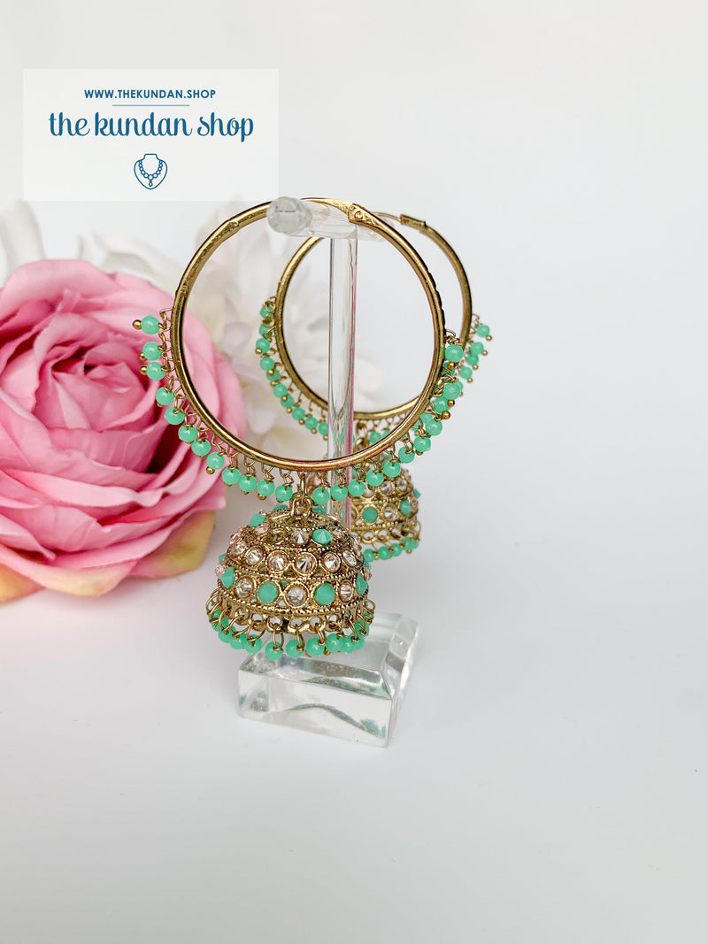 Twinkle Baalis in Antique Earrings THE KUNDAN SHOP Seafoam Green 