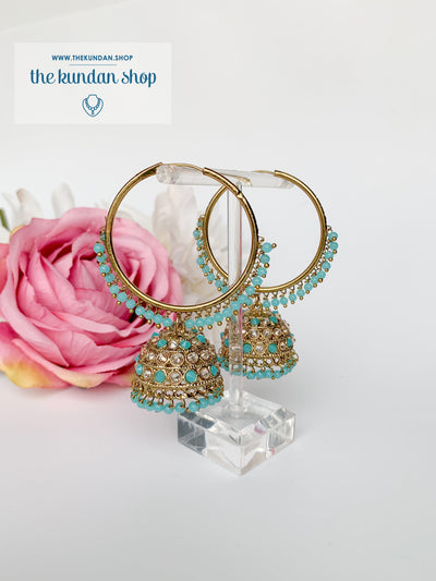 Twinkle Baalis in Antique Earrings THE KUNDAN SHOP Sky Blue 