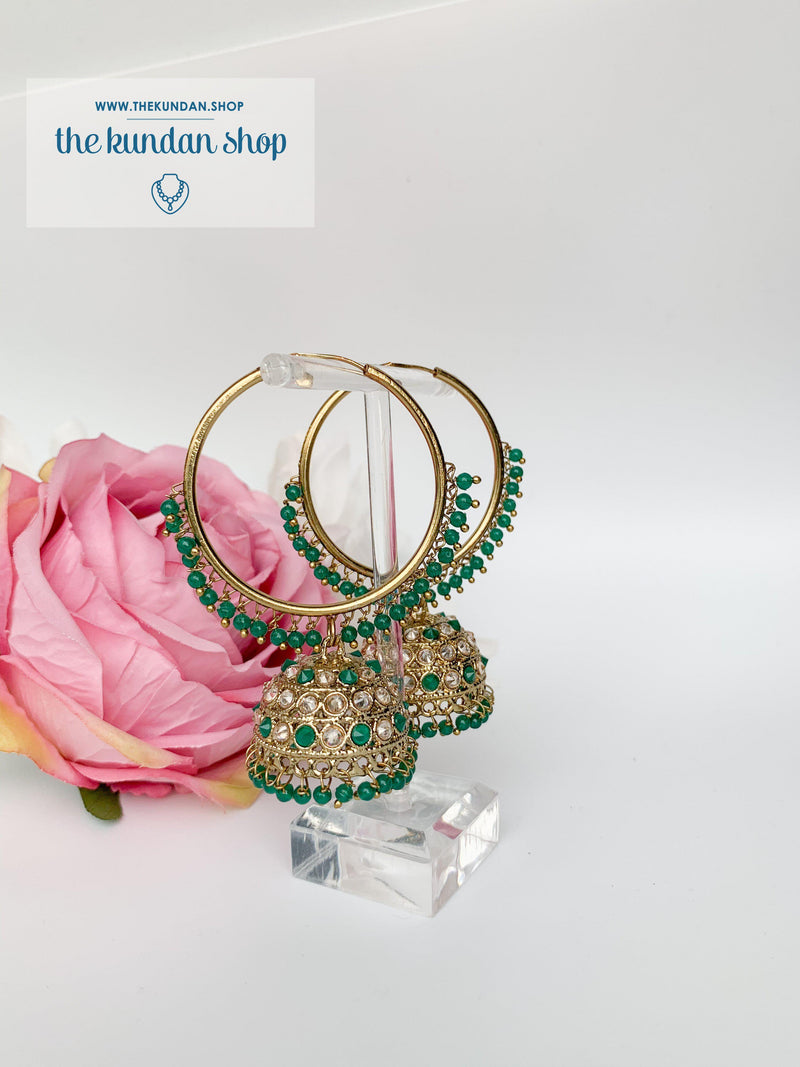 Twinkle Baalis in Antique Earrings THE KUNDAN SHOP Emerald Green 