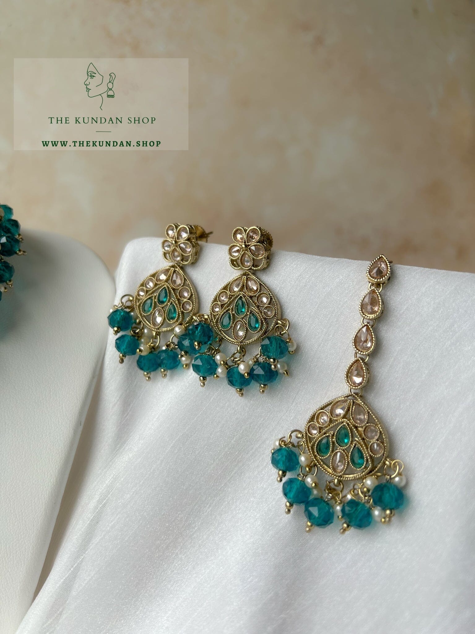 Imagine Polki in Aqua Blue Necklace Sets THE KUNDAN SHOP 
