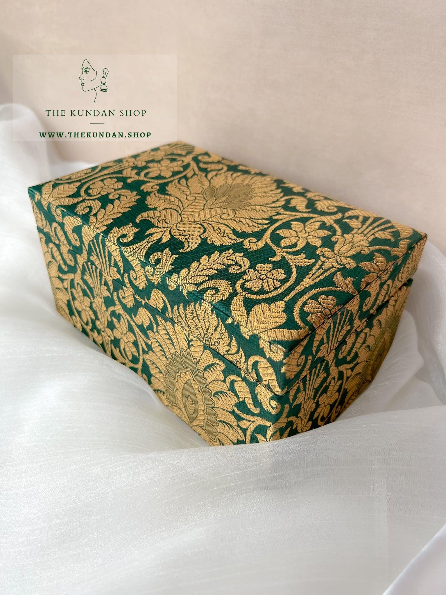 Mini Bangle Box in Banarsi Green Bangles THE KUNDAN SHOP 