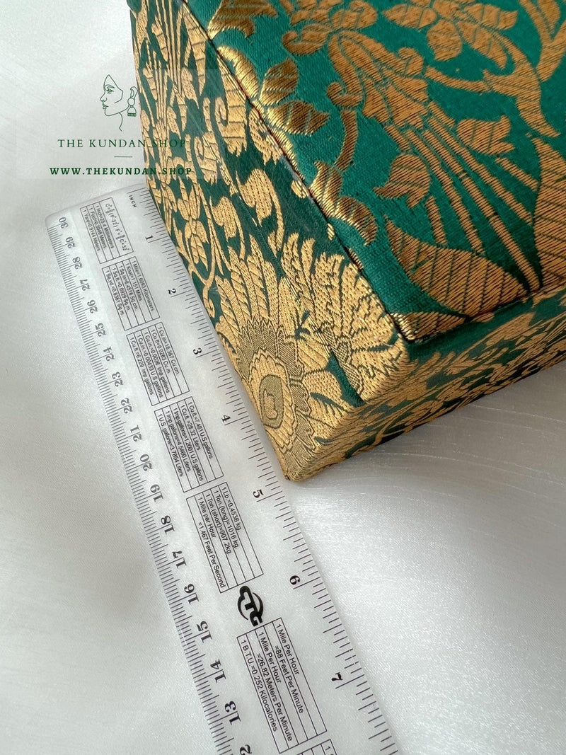 Mini Bangle Box in Banarsi Green Bangles THE KUNDAN SHOP 
