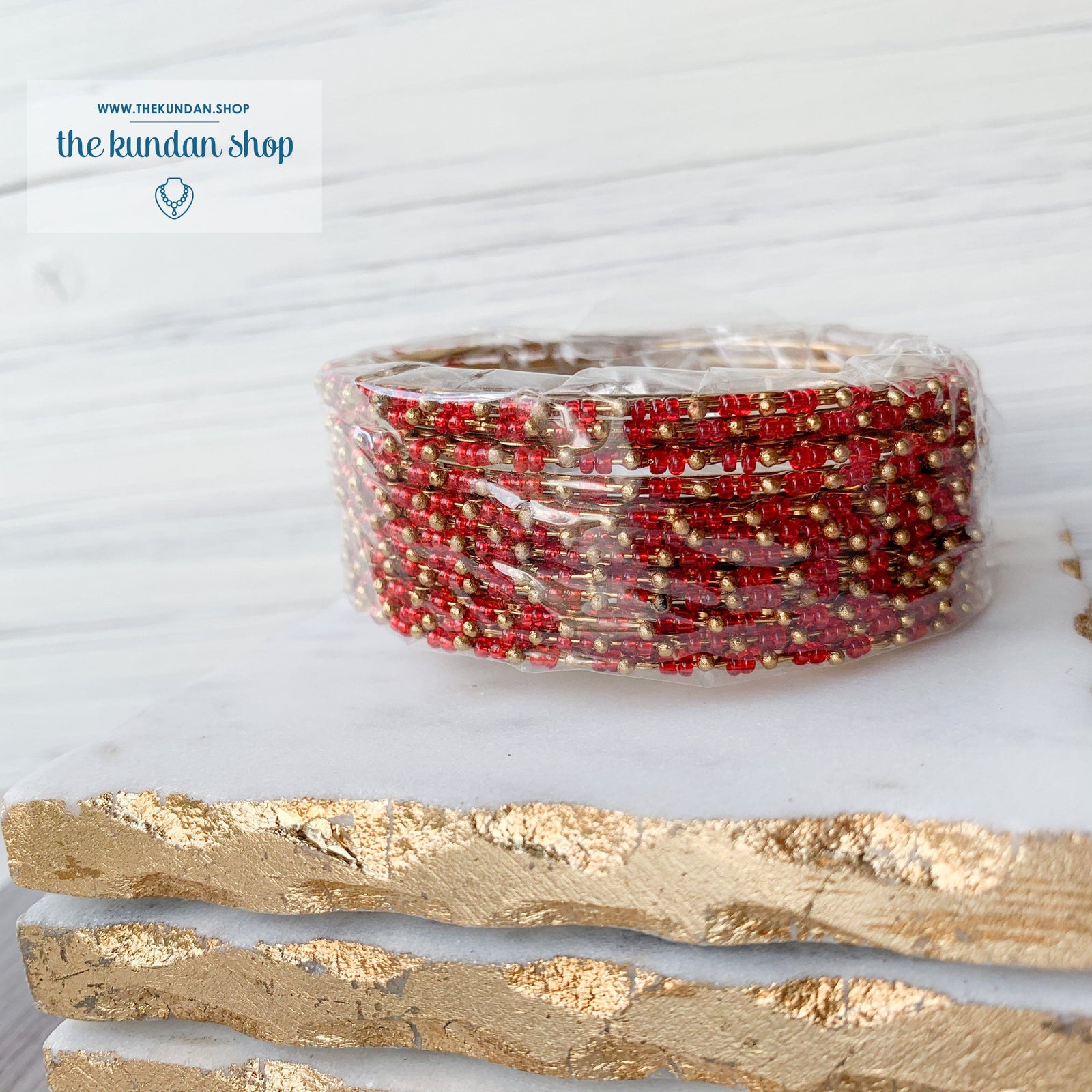 Gold & Bead Bangle Stacks, Bangles - THE KUNDAN SHOP