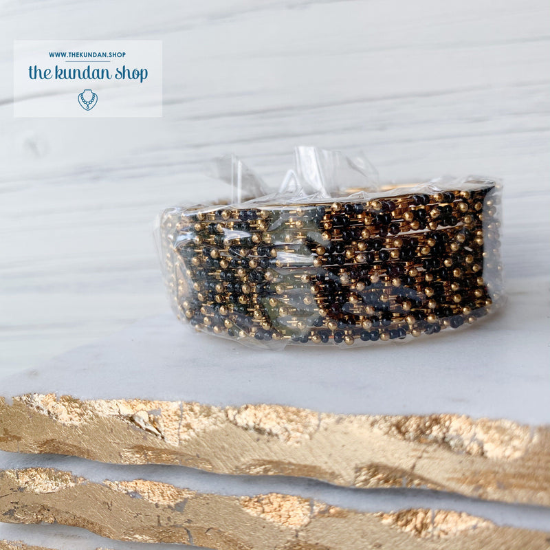 Gold & Bead Bangle Stacks, Bangles - THE KUNDAN SHOP