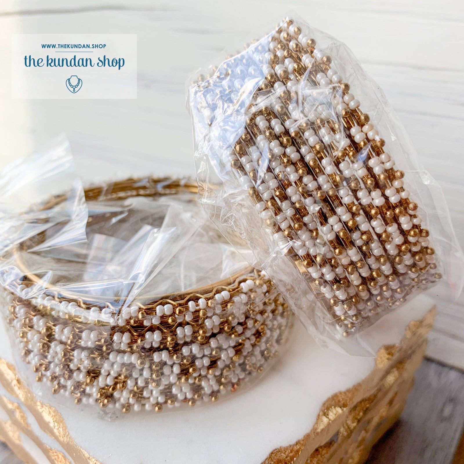 Gold & Bead Bangle Stacks, Bangles - THE KUNDAN SHOP