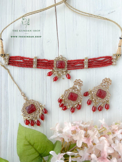 Incline in Polki (in more colors) Necklace Sets THE KUNDAN SHOP Ruby 