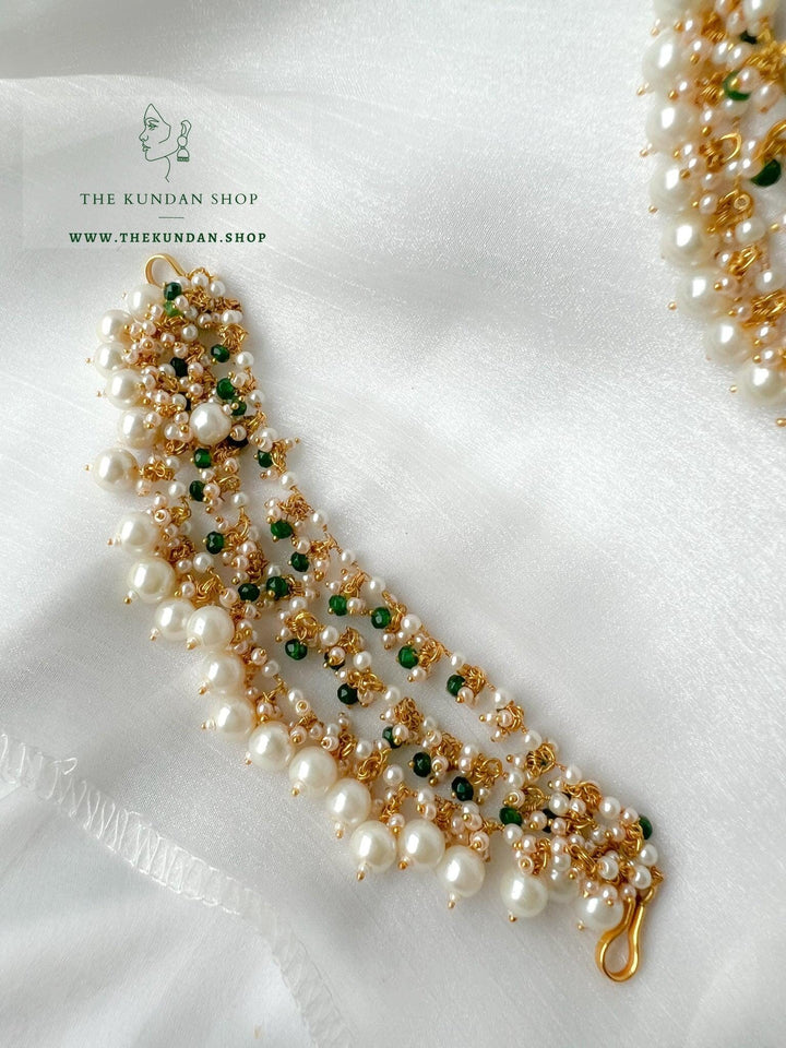 Pearl Clusters & Emerald - 3 Layer Saharay Sahara Earrings THE KUNDAN SHOP 