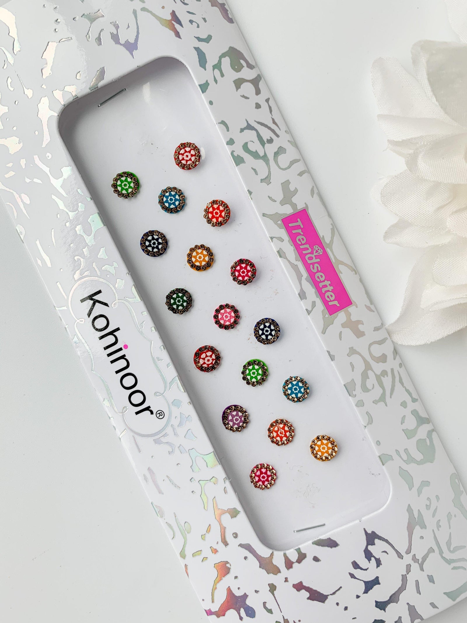 Painted Round Rhinestone Bindis Bindis THE KUNDAN SHOP 