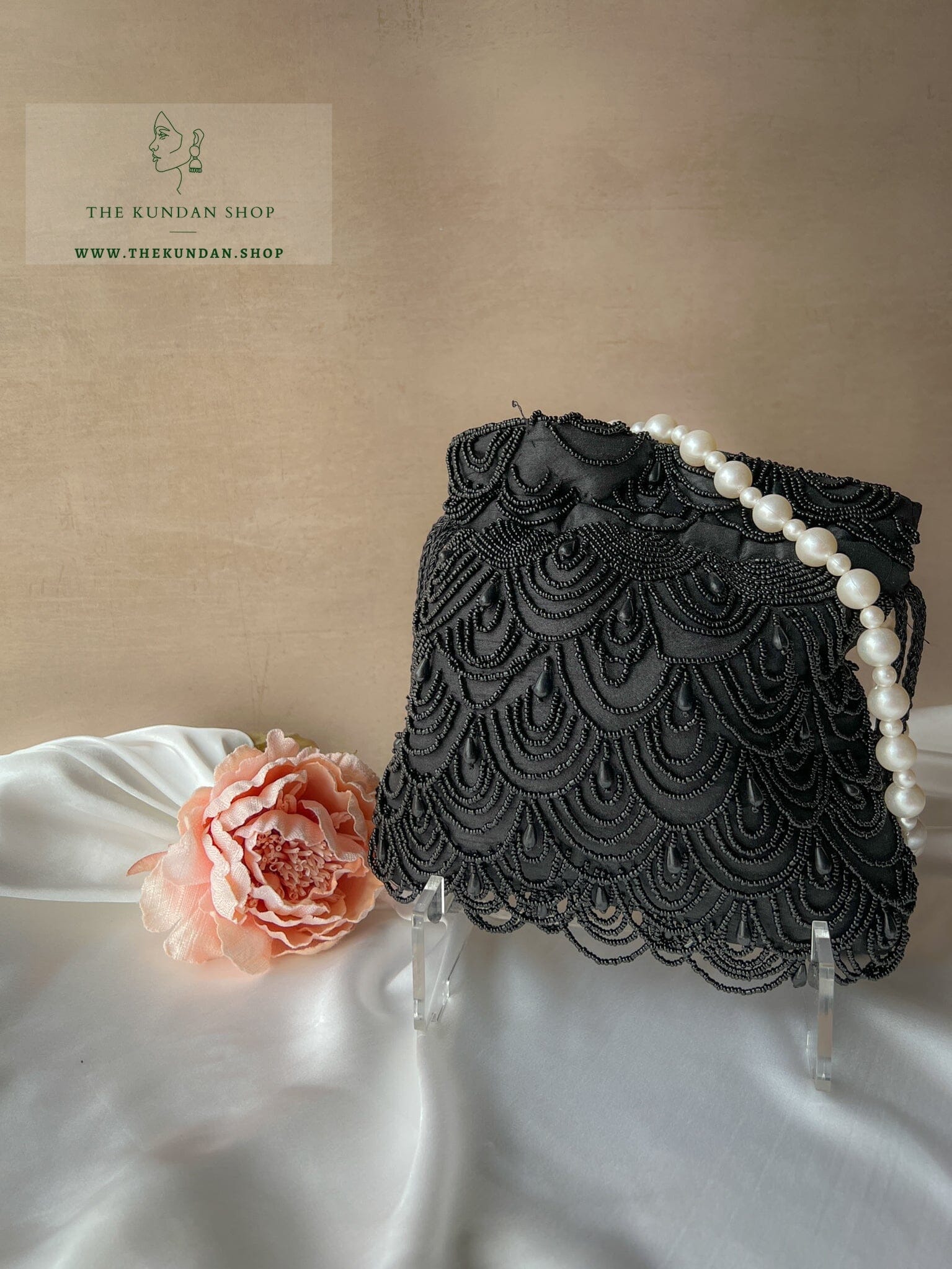 Chic Pouch in Black Clutch THE KUNDAN SHOP 