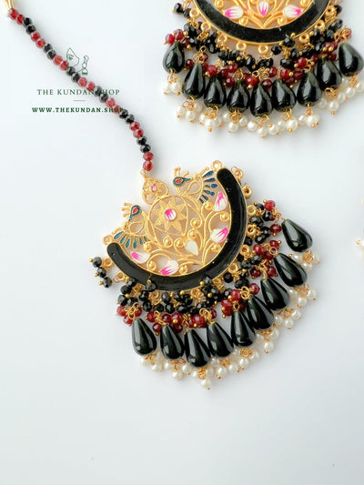 Serene Moorni in Black Earrings + Tikka THE KUNDAN SHOP 