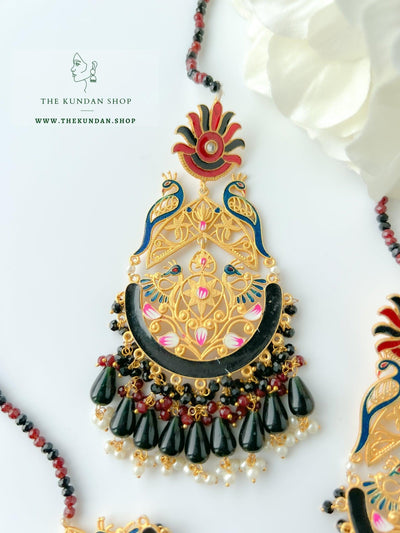 Serene Moorni in Black Earrings + Tikka THE KUNDAN SHOP 