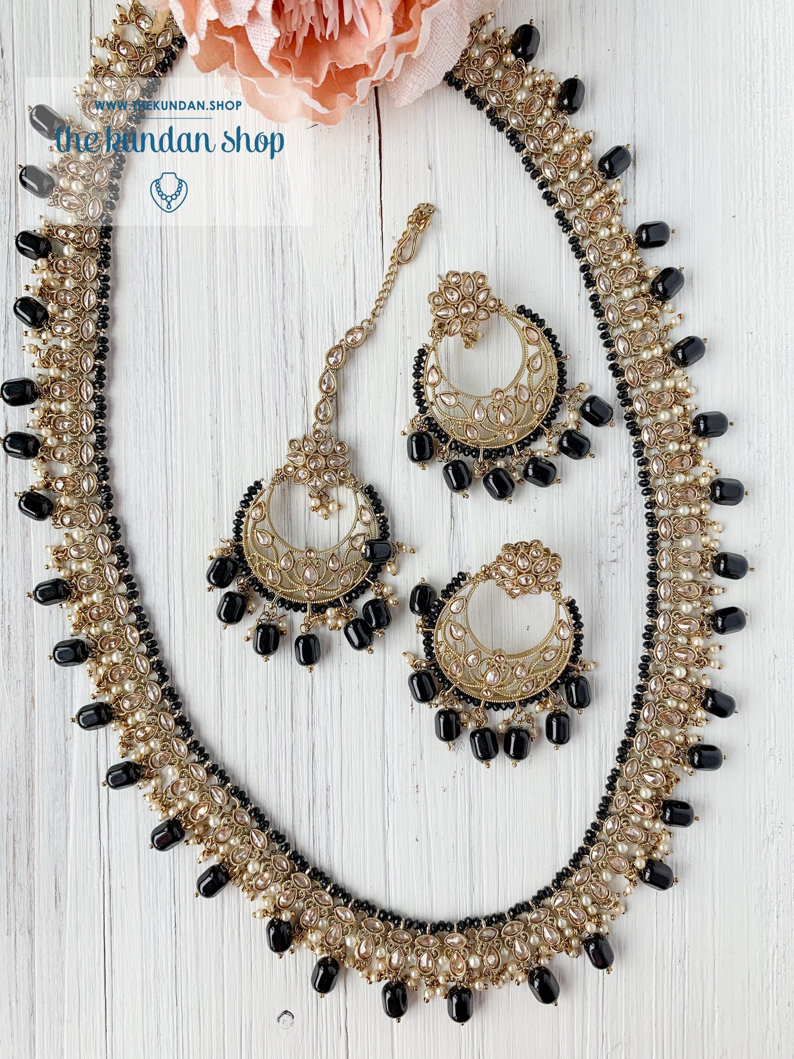 Vigorous in Black Necklace Sets THE KUNDAN SHOP 