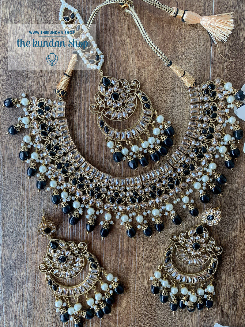 Complexed in Polki, in Black Necklace Sets THE KUNDAN SHOP 
