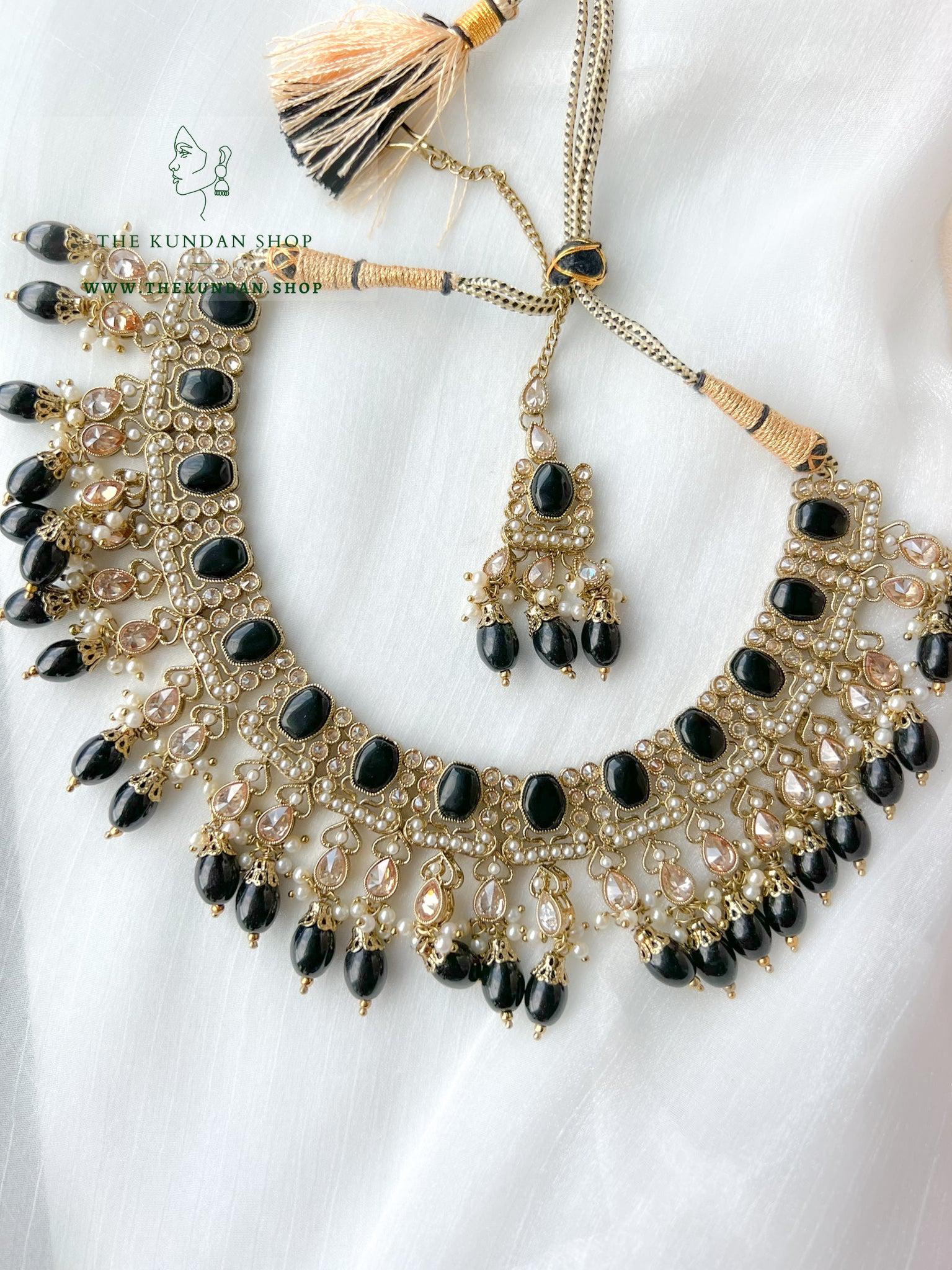Salient Polki in Black Necklace Sets THE KUNDAN SHOP 