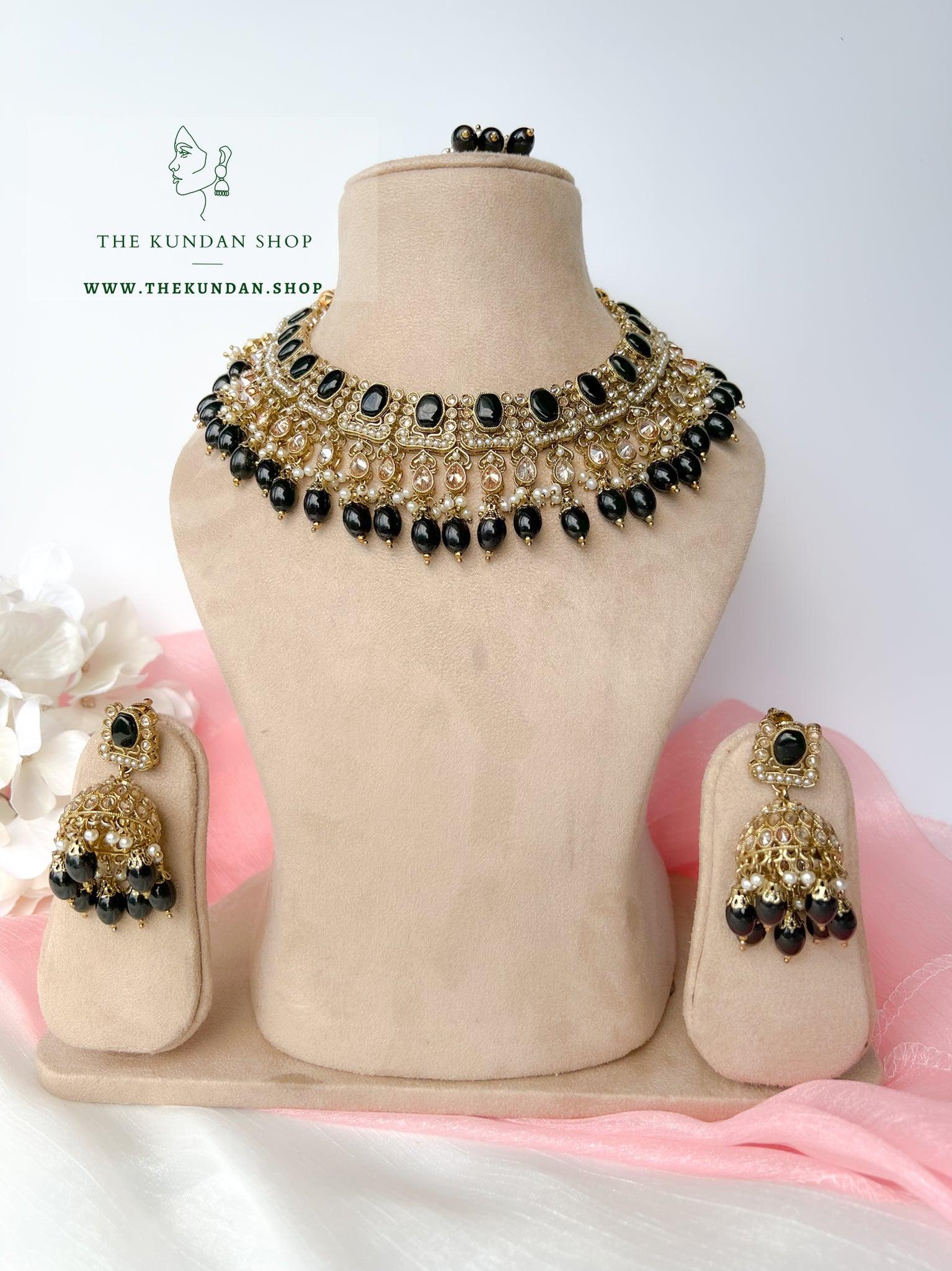 Salient Polki in Black Necklace Sets THE KUNDAN SHOP 