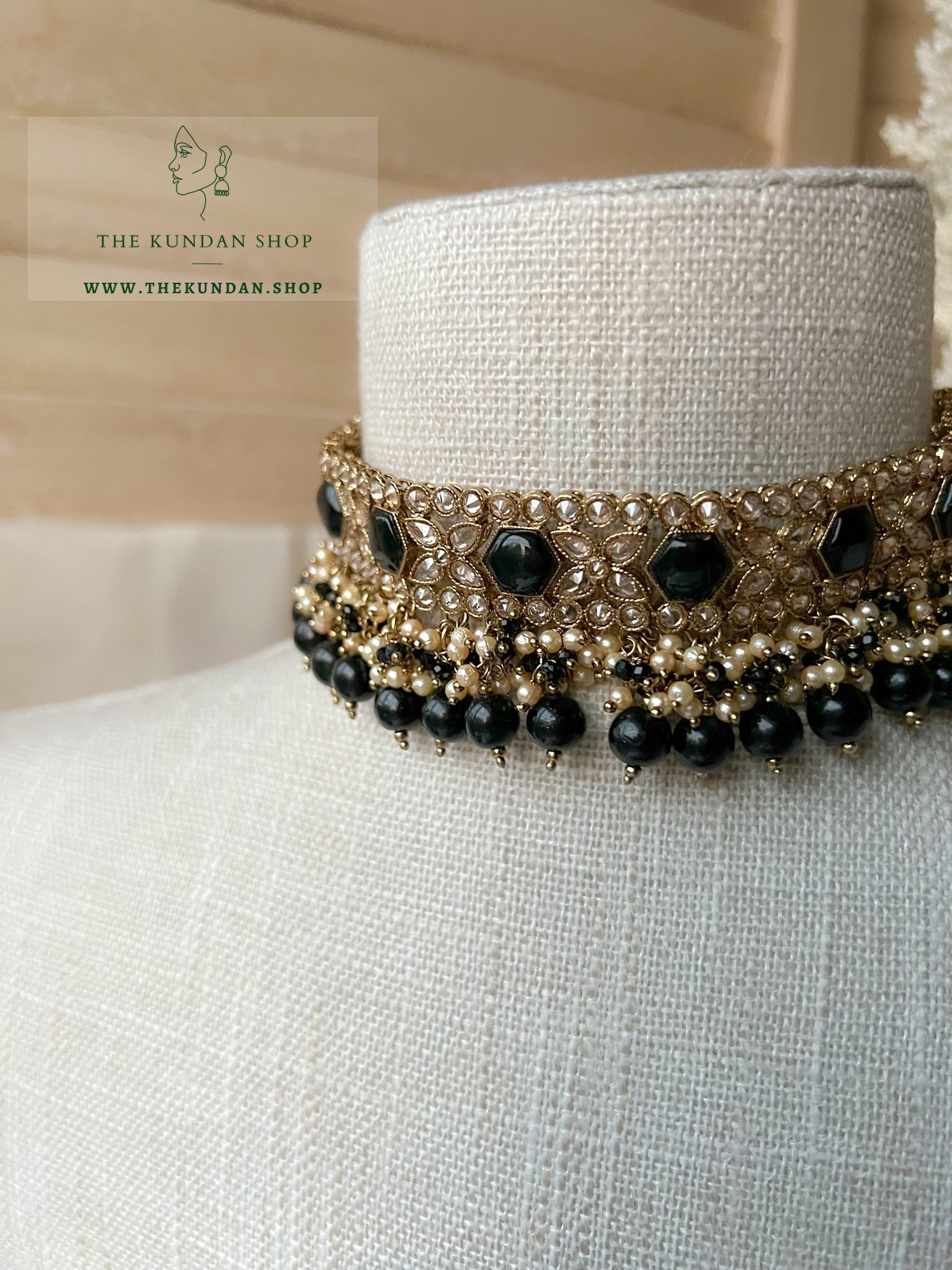 Embrace Polki in Black Necklace Sets THE KUNDAN SHOP 