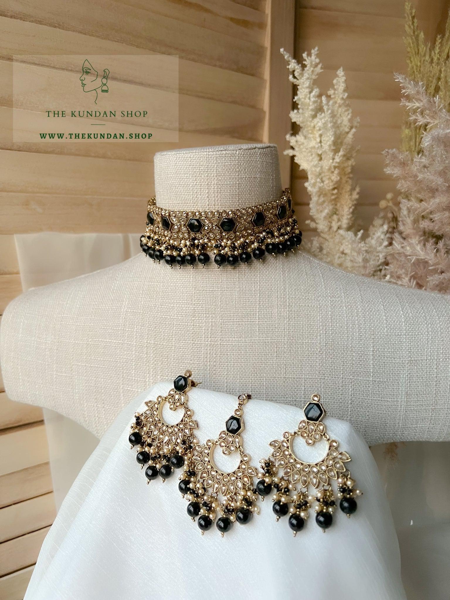 Embrace Polki in Black Necklace Sets THE KUNDAN SHOP 