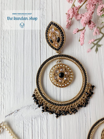 Ardent in Black Earrings + Tikka THE KUNDAN SHOP 