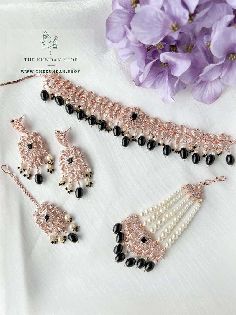 Essential in Rose Gold & Black Necklace Sets THE KUNDAN SHOP 