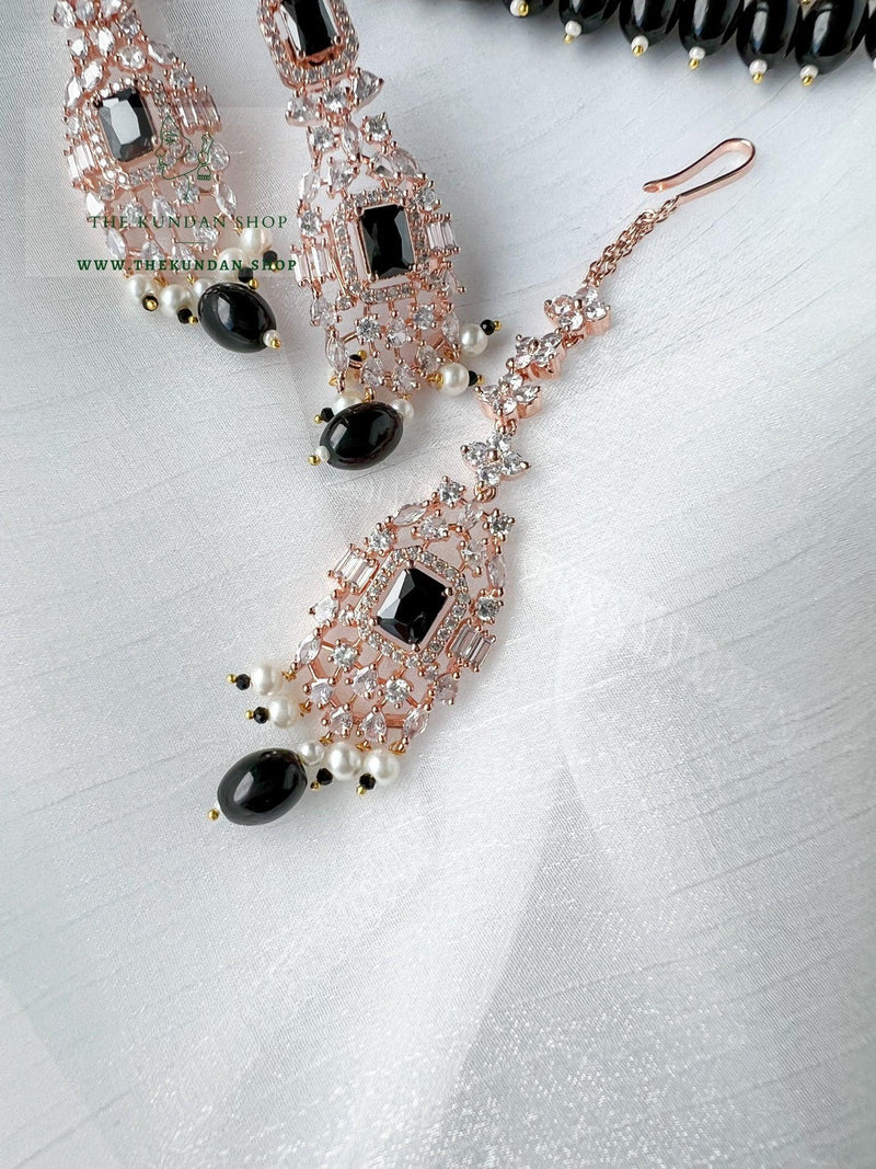 Wholesome in Rose Gold & Black Necklace Sets THE KUNDAN SHOP 