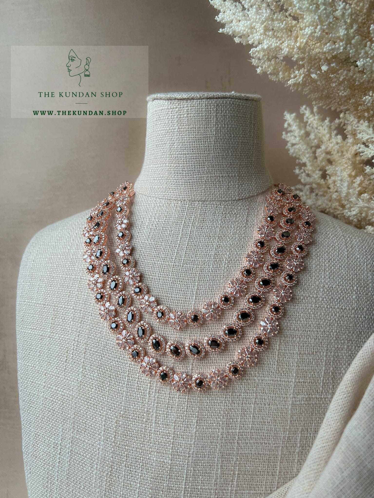 React in Rose Gold & Black Necklace Sets THE KUNDAN SHOP 