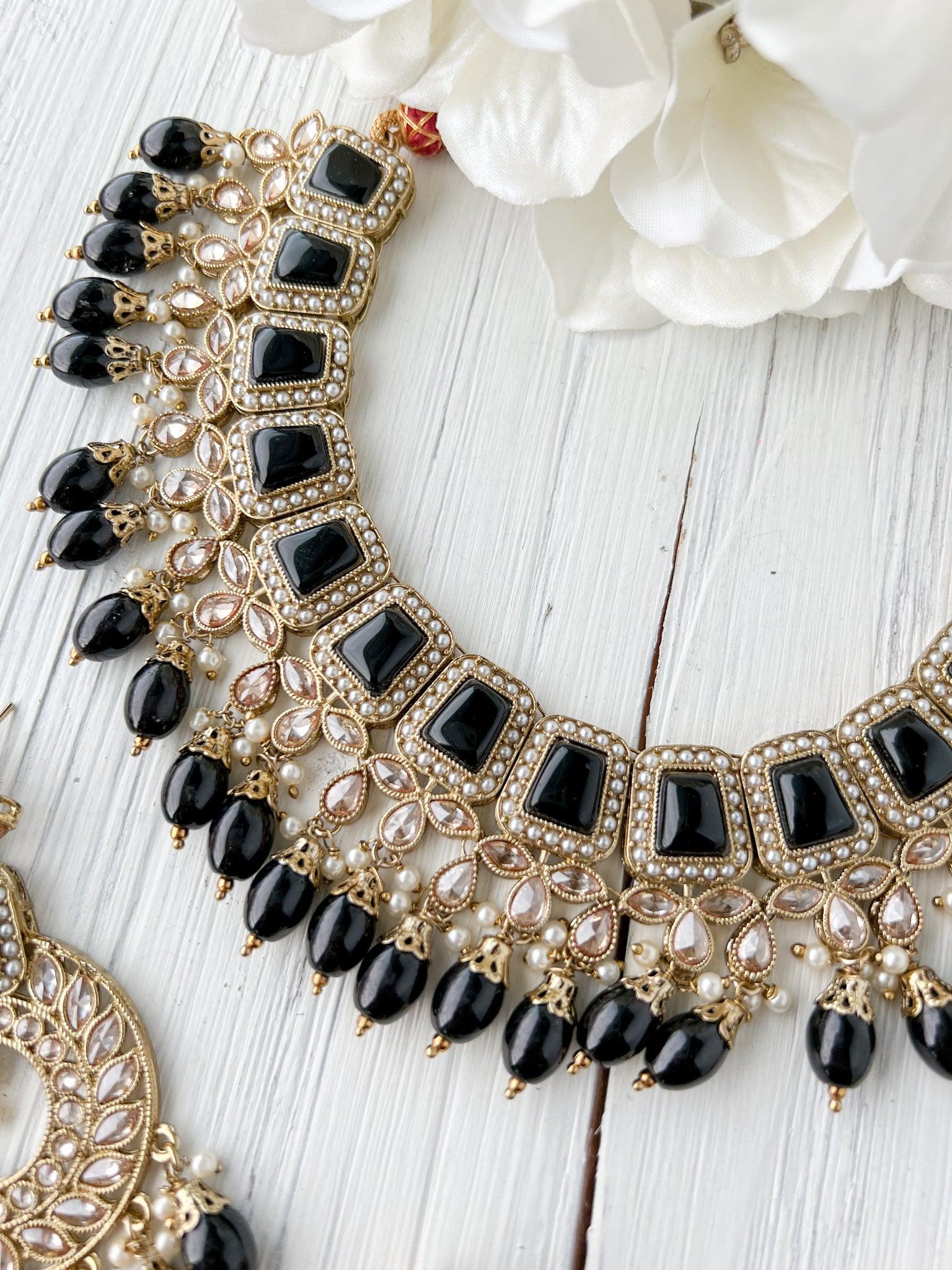 Second Glance in Black Necklace Sets THE KUNDAN SHOP 