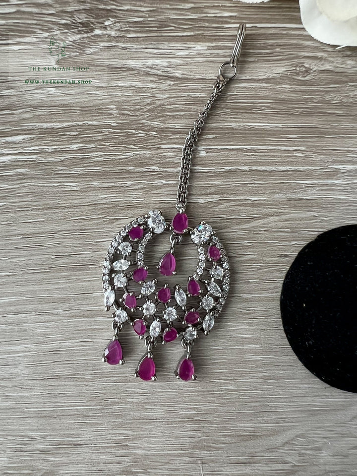 Humble in Black &amp; Ruby Earrings + Tikka THE KUNDAN SHOP 