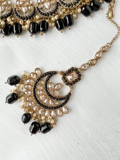 Secret Garden in Black Necklace Sets THE KUNDAN SHOP 