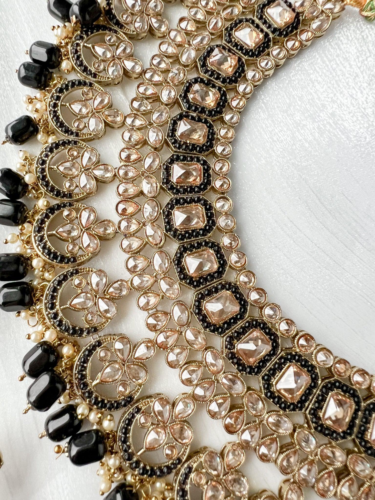 Secret Garden in Black Necklace Sets THE KUNDAN SHOP 