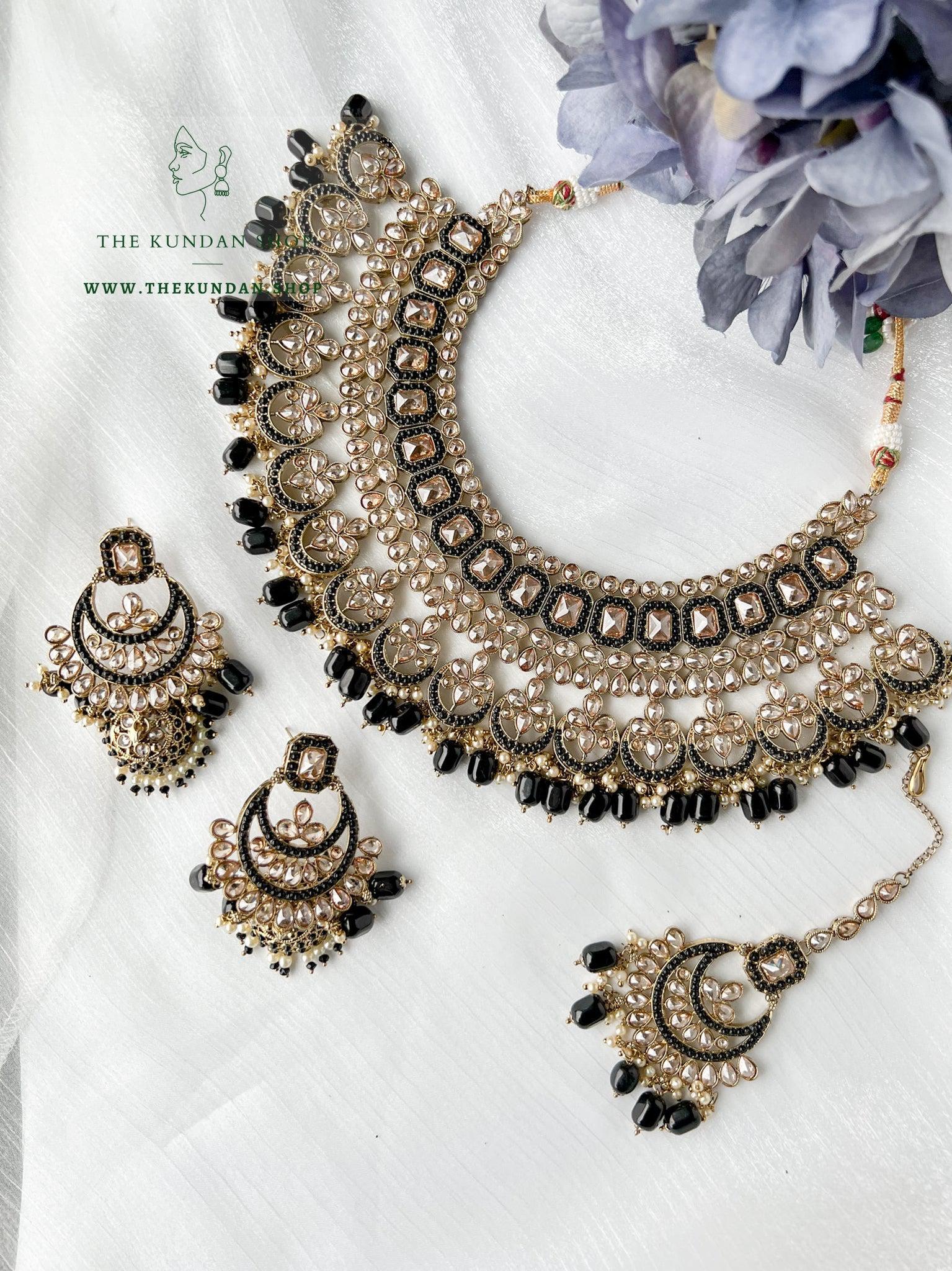Secret Garden in Black Necklace Sets THE KUNDAN SHOP 