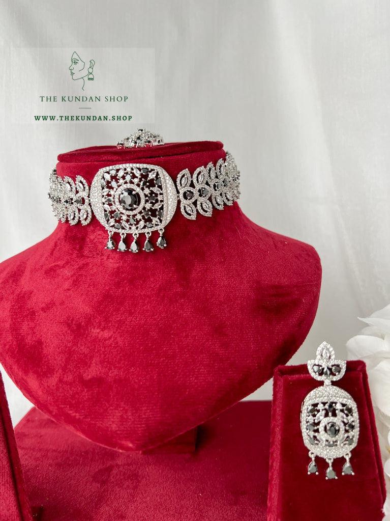 Boundless in Silver & Black Necklace Sets THE KUNDAN SHOP 